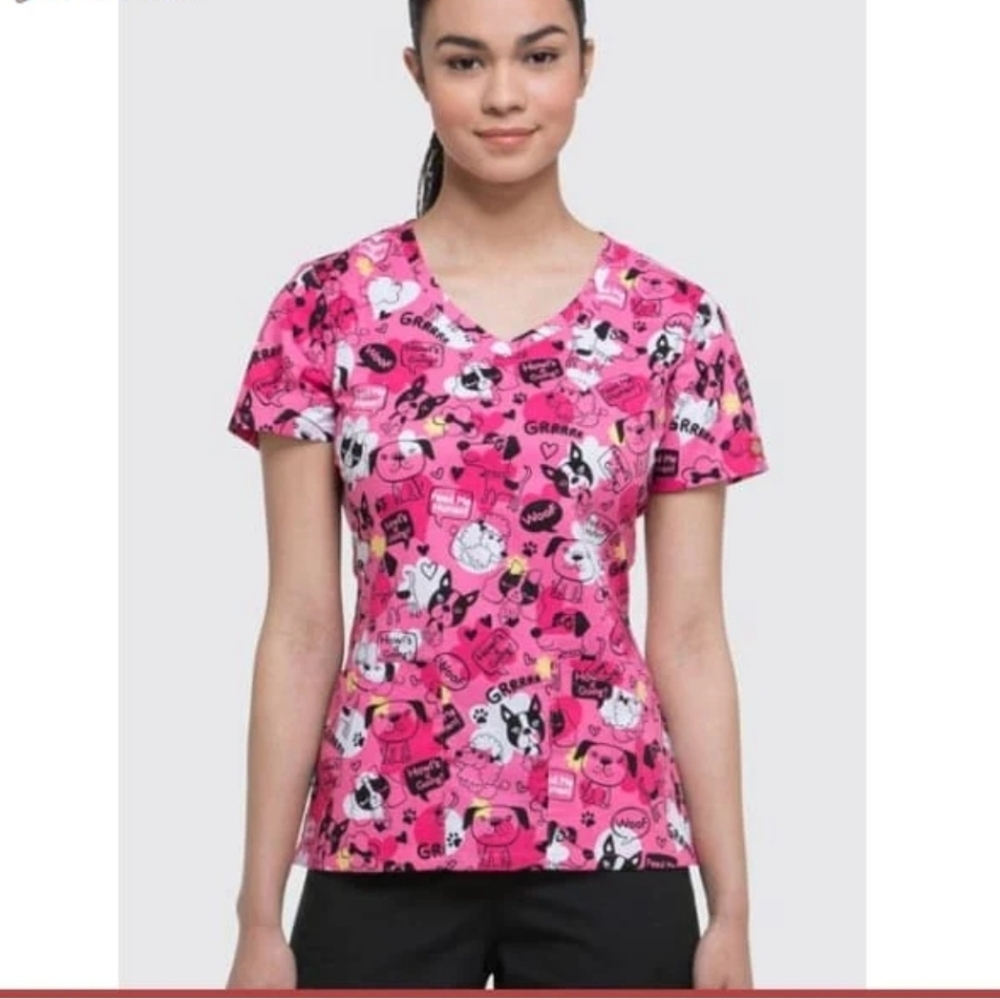 Dickies Women's Top Scrub Pets V neck Size M